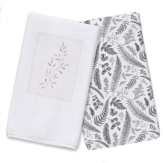 Leaves on Linen Tea Towel Set